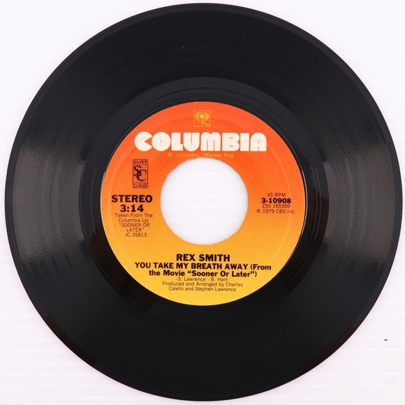Rex Smith, You Take My Breath Away/You're Never Too Old to Roll 45 rpm 7" Record - Picture 2 of 7